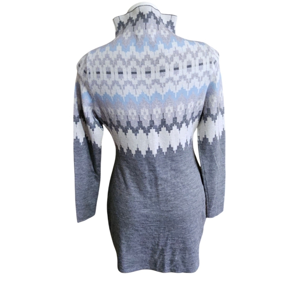 Icelandic Design Merino Wool Mock Neck Sweater dress Gray & Blue Size S - Picture 3 of 11